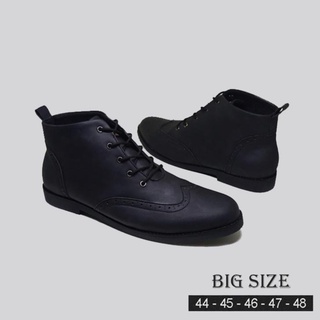 Botas de hombre talla grande 44 45 46 47 48 | Jumbo botas de cuero genuino de gran tamaño negro - Baraka X5 negro