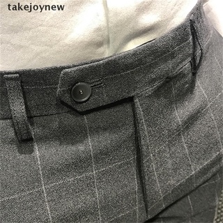 [takejoynew] otoño nuevo casual cuadros pantalones hombres algodón slim fit chinos moda pantalones masculinos ropa más tamaño traje pantalones