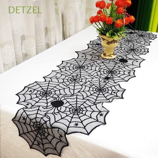 detzel festival camino de mesa negro decoración de mesa araña web halloween decoración evento chimenea bufanda fiesta suministros encaje mantel multicolor