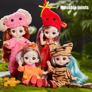 emistore muñeca de niña pequeña diseño del zodiaco 3d articulaciones móviles cambio de tela muñeca para niño