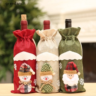 Greedancit Christmas Red Wine Bottle Cover Xmas Dinner Party Santa Claus Snowman Gift Bag CO