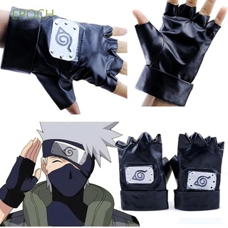 Epoch Anime Props Anime Naruto Party Kakashi Cosplay Kakashi guantes de cuero de la PU disfraces negro manoplas Cosplay sin dedos Hatake Kakashi/Multicolor