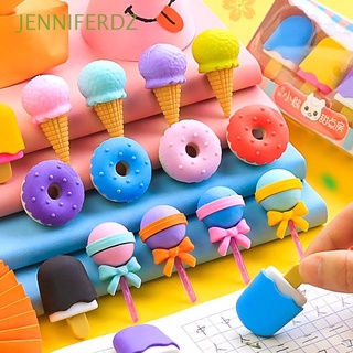 Jenniferdz lindo borrador estudiante goma lápiz borrador paleta Donuts niños helado 4 unids/Set borrador Set