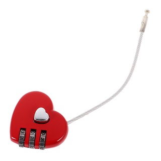 Candado de bloqueo de combinación de alambre de corazón para taquilla, escuela, viaje, maleta roja (1)