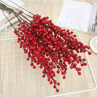 [takejoynew] bayas rojas falsas, tallos artificiales de bayas rojas, bayas rojas acebo, navidad berri (1)