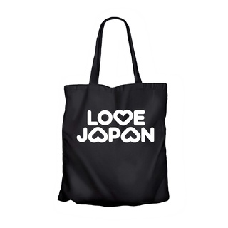 Japan style Tote bag I LOVE JAPAN 3 LOVE SYMBOL - JAPAN ART 100% lona