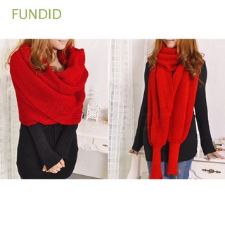 FUNDID Fashion Knitted Scarf Luxury Knitted Warm Sweater Knitted Shawl Wrap Winter Thick Warm Long Soft Winter Shawl With Sleeves Women Scarf/Multicolor