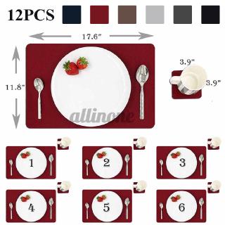 12Pcs para mesa de comedor - incluye 6 manteles individuales de mesa + 6 soportes de bebida - alfombrillas protectoras de mesa de comedor y manteles de mesa de comedor - regalos de calentamiento de la casa (1)