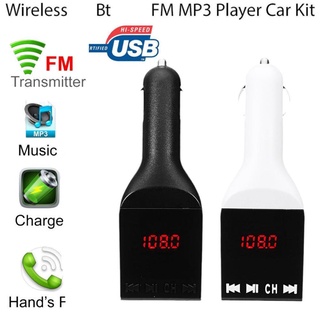 Coche Bluetooth MP3 Tarjeta U Disk FM Transmisor Manos Libres Con Control Remoto R3J5