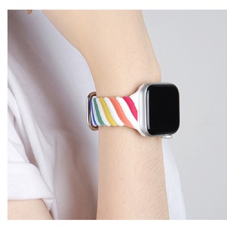 The silicone strap is suitable for Apple Watch 7 6 SE 5 41mm 45mm 44mm 40mm iwatch 4 3 2 strap 42mm 38mm Sport Loop Rainbow silicone ring bracelet strap