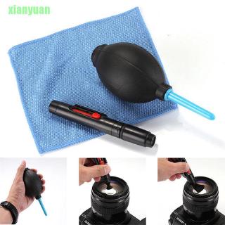 xy 3 en 1 limpiador de lente limpiador de polvo pluma soplador kit de tela para cámara dslr vcr