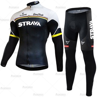 Strava Jersey de ciclismo conjunto 2021 otoño de manga larga Pro bicicleta equipo uniforme de carrera Premium transpirable MTB Downhill ropa deportiva traje