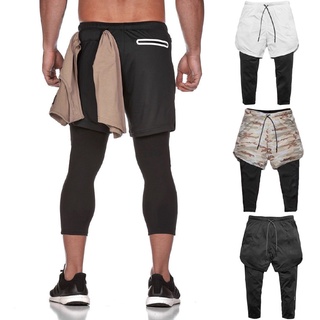 pantalones cortos para hombre de alta calidad 2 en 1 pantalones cortos deportivos de los hombres de fútbol entrenamiento jogging pantalones cortos de secado rápido gimnasio deporte fitness pantalones cortos