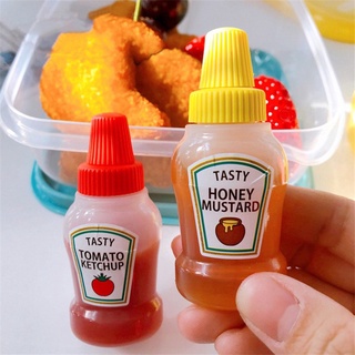 [2 unids/set Mini botella de salsa portátil de 25 ml con tapa] [Mini botella de Ketchup de tomate] [pequeño recipiente de aderezo para ensaladas] [botellas de aceite de oliva mayonesa] (1)