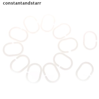 [tdra] 12 piezas de plástico blanco en forma de c, anillo de ducha, bucle, ganchos de baño flexibles fz