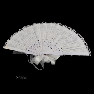 [Kesoto] abanico plegable de estilo chino blanco para boda, diseño de perlas sintéticas, flor