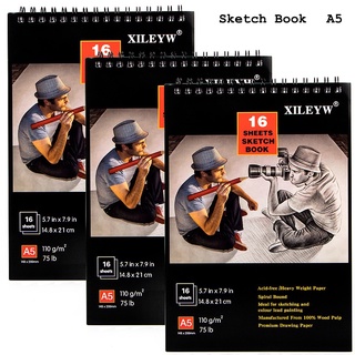 1 pza libro de bocetos A5 16 hojas libre de ácido cuaderno de bocetos artístico dibujo pintura papel de escritura para niños adultos principiantes artistas
