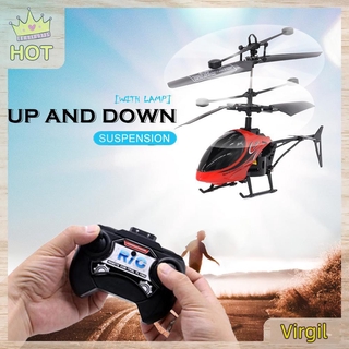 (Virgil) Mini helicóptero de Control remoto USB avión de inducción RC Drone con luz
