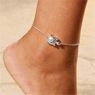pulsera de tobillo de plata de tortuga para mujer ajustable cadena pie playa joyería