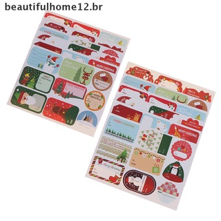 [beautifulhome12.br] 108 pzs/12 hojas de calcomanías de navidad para embalaje etiquetas de sellado decoración de regalo para hornear.