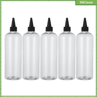 paquete de 5 aplicadores de tinte para el cabello recargables loción transparente crema líquido botellas de jabón (9)