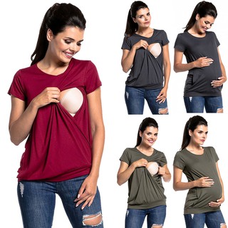 mujer blusa suelta de manga corta lactancia materna ropa de maternidad t-shirt