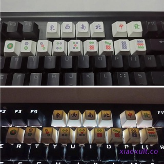 xiaoxult 15 Unids/Set Mahjong Keycap Tinte Sublimación Tecla Mecánica Teclado Teclas PBT OEM Perfil