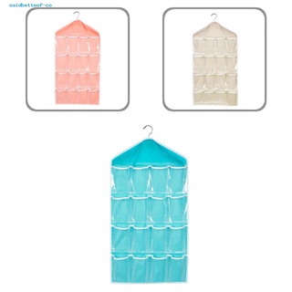 SA Candy Color 16 Grid Pocket Transparent Underwear Socks Storage Bag Hanging Pouch