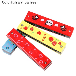 colorfulswallowfree doble fila 16 agujeros armónica instrumentos musicales niños de madera juguete educativo belle