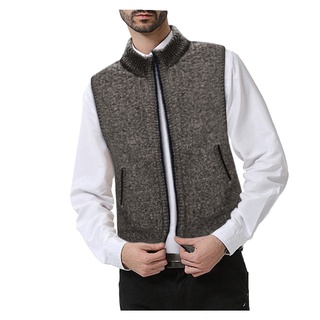 feiyan New Style For Men In Autumn And Winter Pure Fleeced Warm Cardigan Vest Blouse