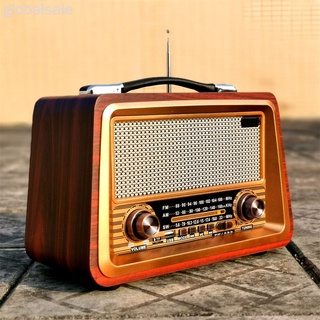 GLOBAL Vintage Portátil Radio Anticuada Sonido Clásico Mesa De Onda Completa Bluetooth compatible Con Altavoz MP3 Reproductor Para La Sala De Casa Enchufe De La Ue