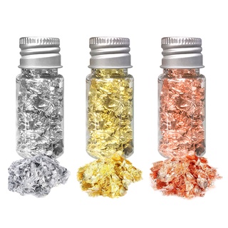 Gold Foil Flakes for Resin 3 Bottles Metallic Foil Flakes 15g Gold Foil Flakes Metallic Leaf for Nails Painting Crafts (5)