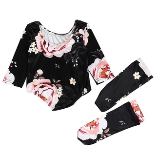 babyya 2pcs bebé recién nacido niña mameluco floral+stockings conjunto de body ropa traje