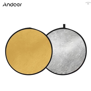 Andoer 24" 60 cm portátil plegable disco de luz Reflector fotografía Reflector oro y plata 2 en 1 para fotografía retrato transmisión en vivo