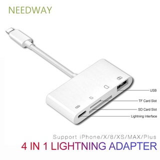 Needway adaptador multifuncional de carga de luz a SD TF lector de tarjetas USB 4 en 1 OTG para iPhone X XS MAX XR 6 7 8 iPad IOS Kit de conexión de cámara/Multicolor