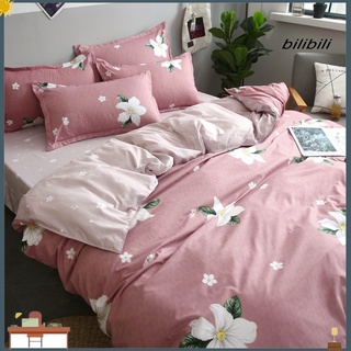 Bilibili 3/4Pcs corazón flores letras impresión sábana edredón funda de almohada juego de ropa de cama