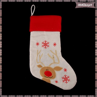 Navidad lino bordado navidad medias caramelo regalo bolsa decoracin