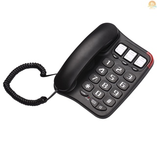 Teléfono Con Cable Negro Con Botón Grande Escritorio Fijo Soporte De Pared Manos Libres/Redial/Flash/Velocidad Dial/Anillo Control De Volumen Para Ancianos Oficina En Casa Hotel De Negocios (1)