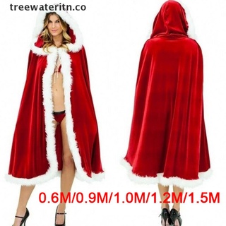 [treewateritn] mujer navidad santa claus capa disfraz de capa roja invierno con capucha reloj halloween [co]