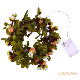 ghulons 30 led de flores artificiales con pilas de 7,2 pies de rosa cadena de luces (1)