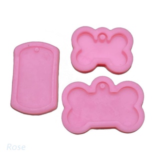 Rose 3 pzs Kit de moldes de resina colgantes para perro/molde de silicona en forma de hueso militar/etiqueta colgante/llavero/molde para hacer joyas (1)