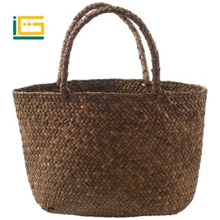 Casual Straw Bag Natural Wicker Tote Bags Women Braided Handbag For Garden Handmade Mini Woven Rattan Bags (1)