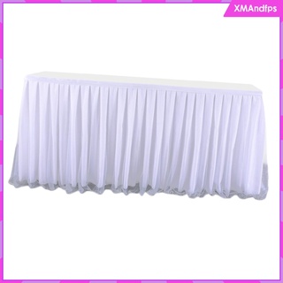 falda de mesa de boda blanca plisada mantel mantel vajilla suministros de decoración (1)