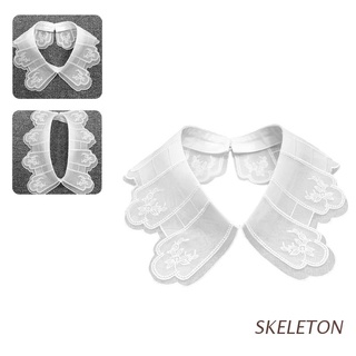 esqueleto bordado floral gasa collar falso chal collar decorativo media camisa capa