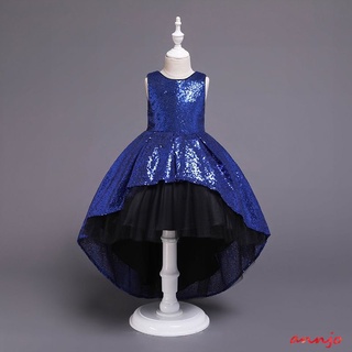 royalal nuevo vestido de niña princesa manga larga encaje fiesta de cumpleaños vestido de ropa azul real