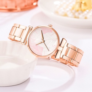 Reloj analógico de cuarzo con correa de acero inoxidable para mujer y brazalete de diamantes de aleación (3)