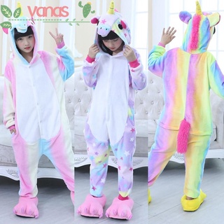 VANAS Children Gifts Unicorn Sleepwear Animal Cosplay Costume Kids Pajamas Kigurumi Flannel Shoes Cartoons Rainbow Pyjama