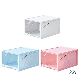 kki. caja de almacenamiento de zapatos de plástico transparente apilable pull zapato caso organizador contenedor colección pantalla para hombres mujeres