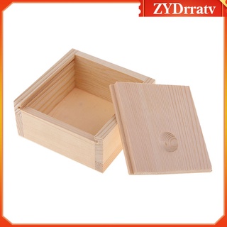 caja de artesanía de madera para baratijas de jabón, caja de madera sin terminar con lide deslizante