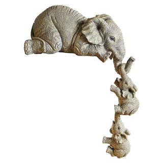 Cute Elephant Mother Child Figurine Home Office Animal Statue Decoration